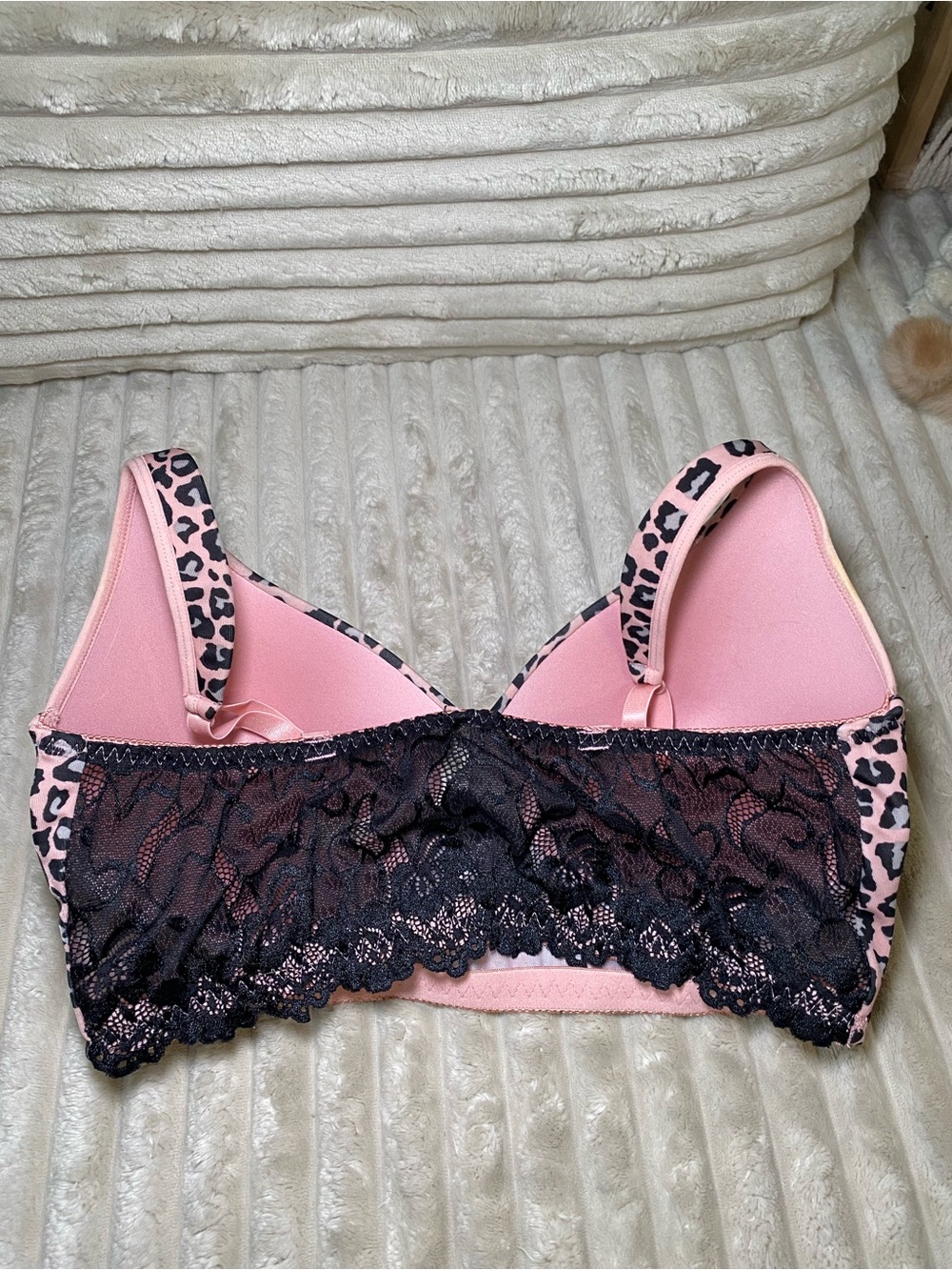 Rhonda Shear L Pink Leopard Print Bralette Wireless - Picture 2 of 4